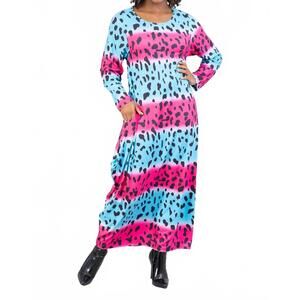 NEW KARA CHIC animal print knit maxi dress in multi